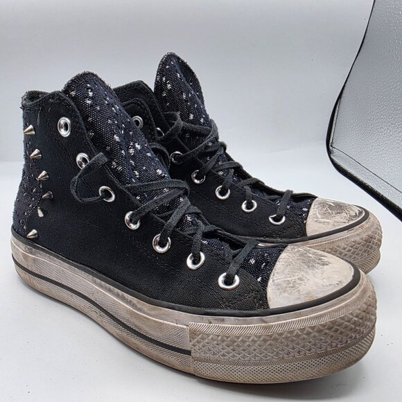 Converse Chuck Taylor Lift Platform High Studded Womens size 7.5 Black Shoes - Picture 1 of 13